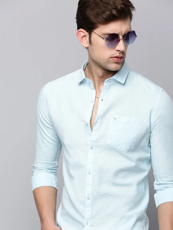 Men's Button - Down Oxford Casual Shirts in Crisp White for a Classic and Versatile StyleMen Blue Solid Casual Shirt Men's Button - Down Oxford Casual Shirts in Crisp White for a Classic and Versatile StyleMen Blue Solid Casual Shirt