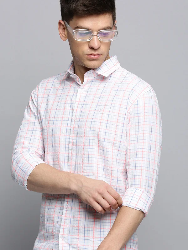 Men's Linen Blend Casual Shirts with Roll - Up Sleeves for a Summer Beach LookMen White Checked Casual Shirt Men's Linen Blend Casual Shirts with Roll - Up Sleeves for a Summer Beach LookMen White Checked Casual Shirt
