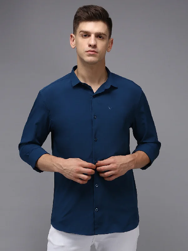 Men's Distressed Denim Casual Shirts with Frayed Edges for a Trendy and Rugged LookMen Blue Solid Casual Shirt Men's Distressed Denim Casual Shirts with Frayed Edges for a Trendy and Rugged LookMen Blue Solid Casual Shirt