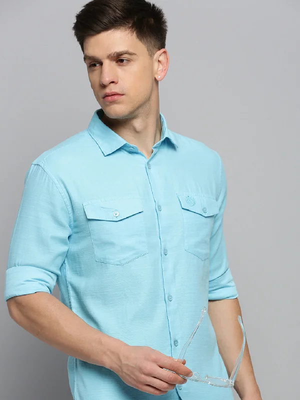 Men's Tailored Fit Checkered Casual Shirts in Multicolor for a Smart - Casual EnsembleMen Spread Collar Solid Blue Shirt Men's Tailored Fit Checkered Casual Shirts in Multicolor for a Smart - Casual EnsembleMen Spread Collar Solid Blue Shirt