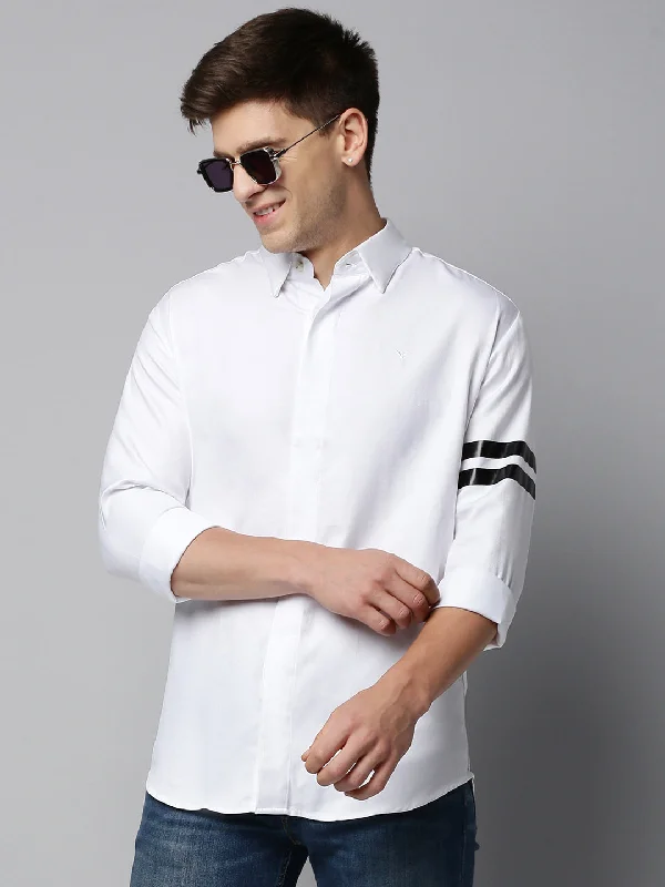 Men's Thermal - Lined Casual Shirts in Black for Added Warmth in Cold WeatherMen White Solid Casual Shirt Men's Thermal - Lined Casual Shirts in Black for Added Warmth in Cold WeatherMen White Solid Casual Shirt