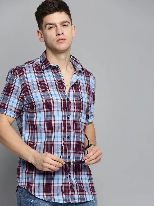 Men's Tailored Fit Checkered Casual Shirts in Multicolor for a Smart - Casual EnsembleMen Blue Checked Casual Shirt Men's Tailored Fit Checkered Casual Shirts in Multicolor for a Smart - Casual EnsembleMen Blue Checked Casual Shirt