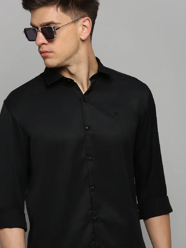 Men's Organic Cotton Casual Shirts with a Soft Handfeel for Everyday ComfortMen Black Solid Formal Shirt Men's Organic Cotton Casual Shirts with a Soft Handfeel for Everyday ComfortMen Black Solid Formal Shirt