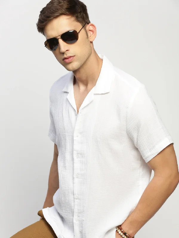 Men's Graphic - Printed Casual Shirts with Pop - Culture References for a Fun and Stylish LookMen White Solid Shirt Men's Graphic - Printed Casual Shirts with Pop - Culture References for a Fun and Stylish LookMen White Solid Shirt