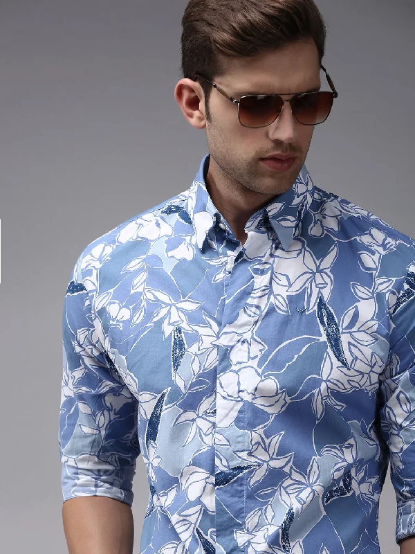 Men's Button - Down Oxford Casual Shirts in Crisp White for a Classic and Versatile StyleMen Blue Printed Casual Shirt Men's Button - Down Oxford Casual Shirts in Crisp White for a Classic and Versatile StyleMen Blue Printed Casual Shirt