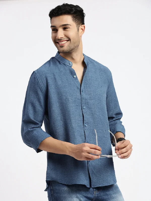 Men's Tailored Fit Checkered Casual Shirts in Multicolor for a Smart - Casual EnsembleMen Blue Solid Slim Fit Shirt Men's Tailored Fit Checkered Casual Shirts in Multicolor for a Smart - Casual EnsembleMen Blue Solid Slim Fit Shirt