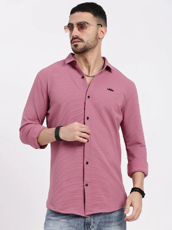 Men's Embroidered Detail Casual Shirts in Beige for a Touch of EleganceMen Pink Solid Slim Fit Shirt Men's Embroidered Detail Casual Shirts in Beige for a Touch of EleganceMen Pink Solid Slim Fit Shirt
