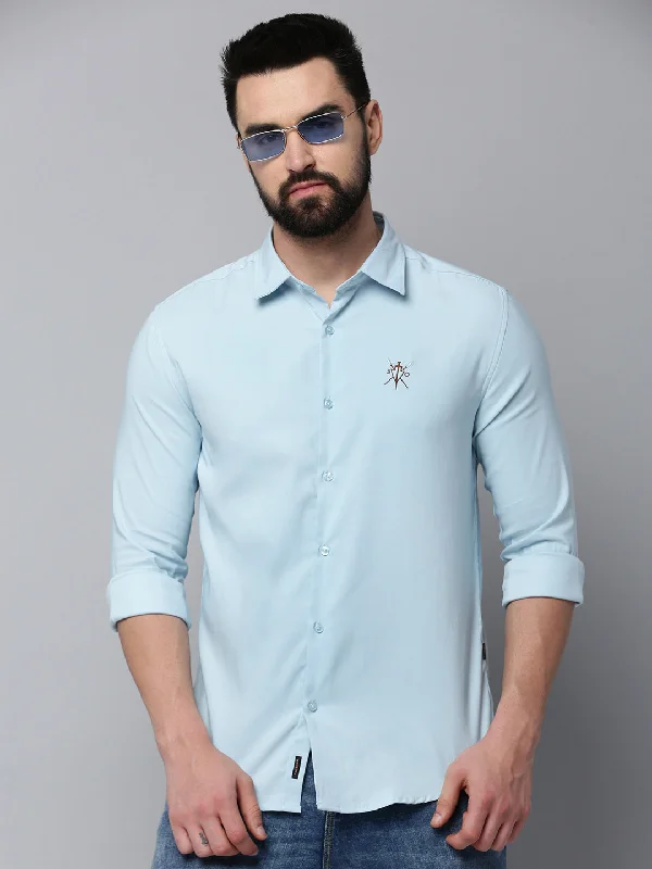 Men's Thermal - Lined Casual Shirts in Black for Added Warmth in Cold WeatherMen Blue Solid Casual Shirt Men's Thermal - Lined Casual Shirts in Black for Added Warmth in Cold WeatherMen Blue Solid Casual Shirt