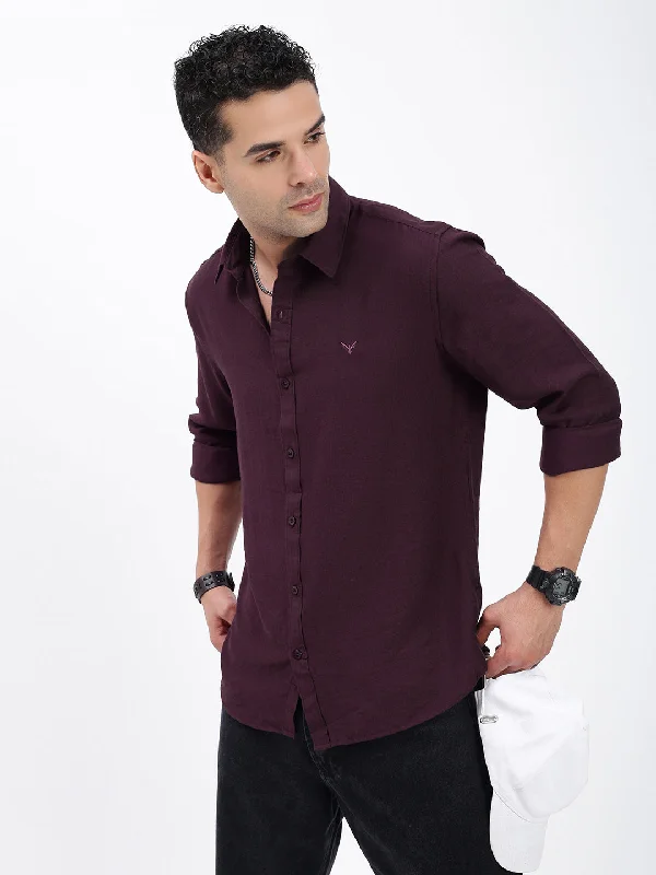 Men's Sustainable Recycled Material Casual Shirts for Eco - Conscious ConsumersMen Solid Purple Slim Fit Shirt Men's Sustainable Recycled Material Casual Shirts for Eco - Conscious ConsumersMen Solid Purple Slim Fit Shirt