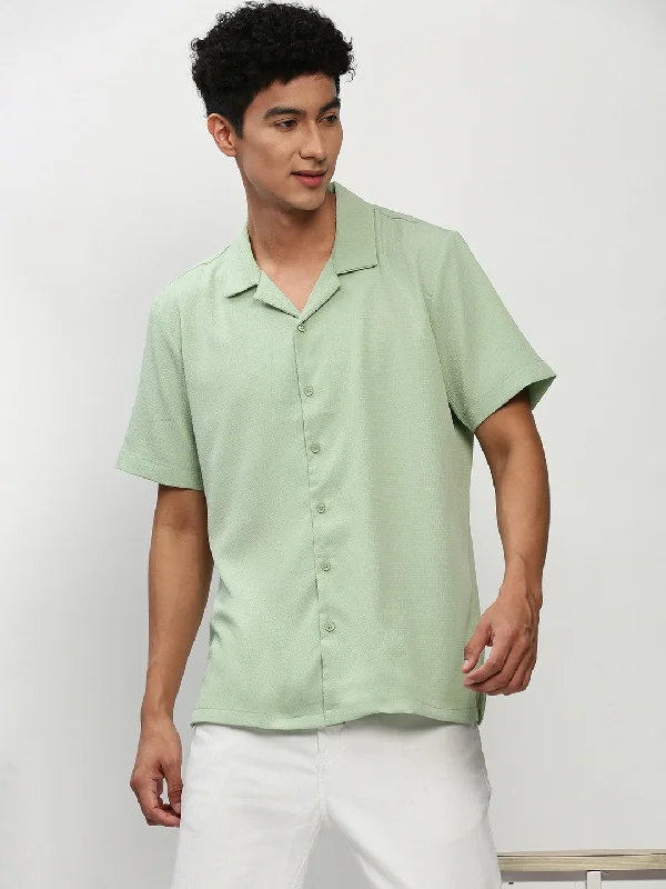 Men's Embroidered Detail Casual Shirts in Beige for a Touch of EleganceMen Green Solid Casual Casual Shirts Men's Embroidered Detail Casual Shirts in Beige for a Touch of EleganceMen Green Solid Casual Casual Shirts