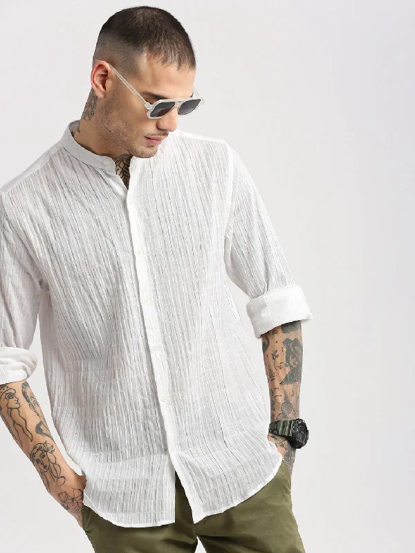 Plus Size Men's Plaid Flannel Casual Shirts in Earth Tones for a Cozy Fall OutfitMen Mandarin Collar Solid White Casual Shirt Plus Size Men's Plaid Flannel Casual Shirts in Earth Tones for a Cozy Fall OutfitMen Mandarin Collar Solid White Casual Shirt