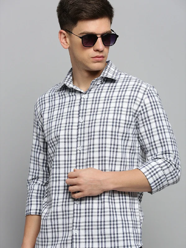 Men's Slim - Fit Printed Floral Casual Shirts in Pastel Colors for a Spring - Inspired VibeMen White Checked Casual Shirt Men's Slim - Fit Printed Floral Casual Shirts in Pastel Colors for a Spring - Inspired VibeMen White Checked Casual Shirt