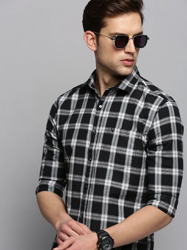 Men's Sustainable Recycled Material Casual Shirts for Eco - Conscious ConsumersMen Black Checked Casual Shirt Men's Sustainable Recycled Material Casual Shirts for Eco - Conscious ConsumersMen Black Checked Casual Shirt