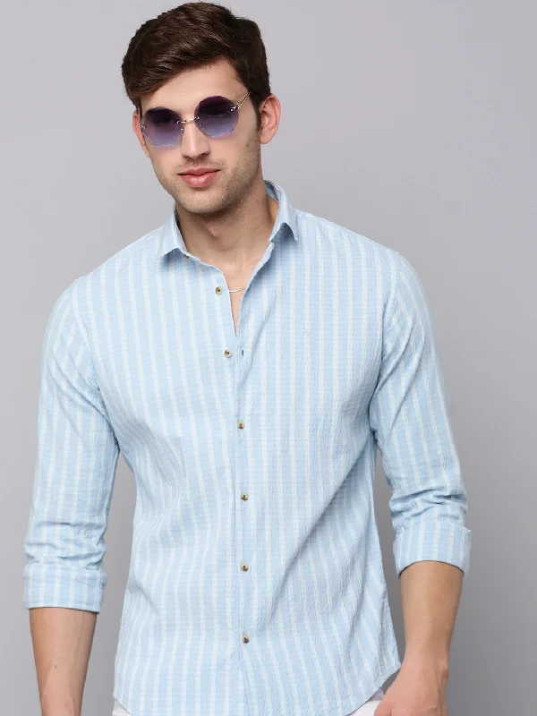 Men's Two - Tone Contrast Panel Casual Shirts in White and Navy for a Stylish and Eye - Catching DesignMen Blue Striped Casual Shirt Men's Two - Tone Contrast Panel Casual Shirts in White and Navy for a Stylish and Eye - Catching DesignMen Blue Striped Casual Shirt