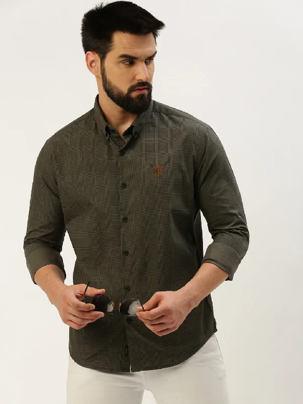 Men's Thermal - Lined Casual Shirts in Black for Added Warmth in Cold WeatherMen Grey Checked Casual Shirt Men's Thermal - Lined Casual Shirts in Black for Added Warmth in Cold WeatherMen Grey Checked Casual Shirt