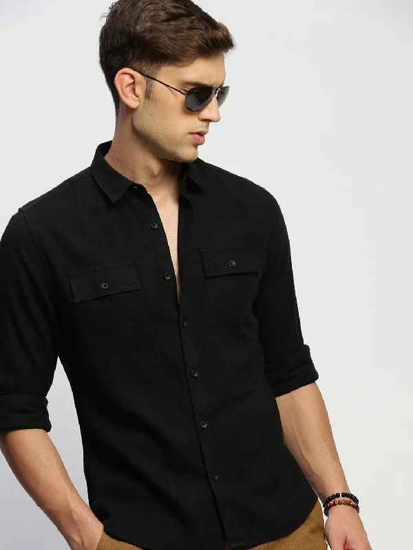 Men's Organic Cotton Casual Shirts with a Soft Handfeel for Everyday ComfortMen Black Solid Shirt Men's Organic Cotton Casual Shirts with a Soft Handfeel for Everyday ComfortMen Black Solid Shirt