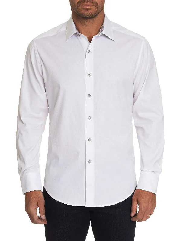Men's Distressed Denim Casual Shirts with Frayed Edges for a Trendy and Rugged LookRobert Graham ANDRETTI LONG SLEEVE SPORT SHIRT CLASSIC FIT  WHITE