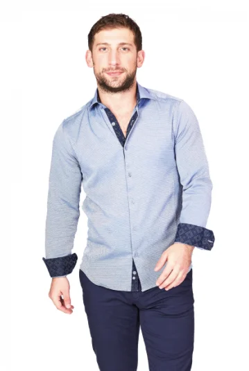 Plus Size Men's Plaid Flannel Casual Shirts in Earth Tones for a Cozy Fall OutfitBlue & Navy Sport Fit Casual Shirt