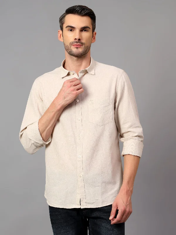 Men's Embroidered Detail Casual Shirts in Beige for a Touch of EleganceMen's Beige Casual Plain Full Sleeve Shirt Men's Embroidered Detail Casual Shirts in Beige for a Touch of EleganceMen's Beige Casual Plain Full Sleeve Shirt