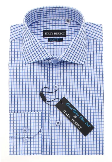 Men's Button - Down Oxford Casual Shirts in Crisp White for a Classic and Versatile StyleBlue & White Check Slim Fit Casual Shirt Men's Button - Down Oxford Casual Shirts in Crisp White for a Classic and Versatile StyleBlue & White Check Slim Fit Casual Shirt