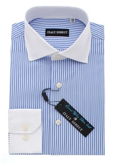 Men's Moisture - Wicking Performance Fabric Casual Shirts for Outdoor ActivitiesBlue & White Stripe Slim Fit Casual Shirt Men's Moisture - Wicking Performance Fabric Casual Shirts for Outdoor ActivitiesBlue & White Stripe Slim Fit Casual Shirt