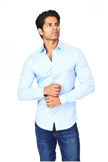 Men's Shearling - Lined Collar Casual Shirts in Brown for a Rustic and Warm AppealLight Blue Athletic Fit Casual Shirt Men's Shearling - Lined Collar Casual Shirts in Brown for a Rustic and Warm AppealLight Blue Athletic Fit Casual Shirt