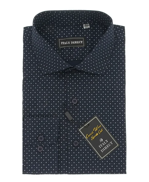 Men's Graphic - Printed Casual Shirts with Pop - Culture References for a Fun and Stylish LookNavy Pattern Sport Fit Casual Shirt Men's Graphic - Printed Casual Shirts with Pop - Culture References for a Fun and Stylish LookNavy Pattern Sport Fit Casual Shirt