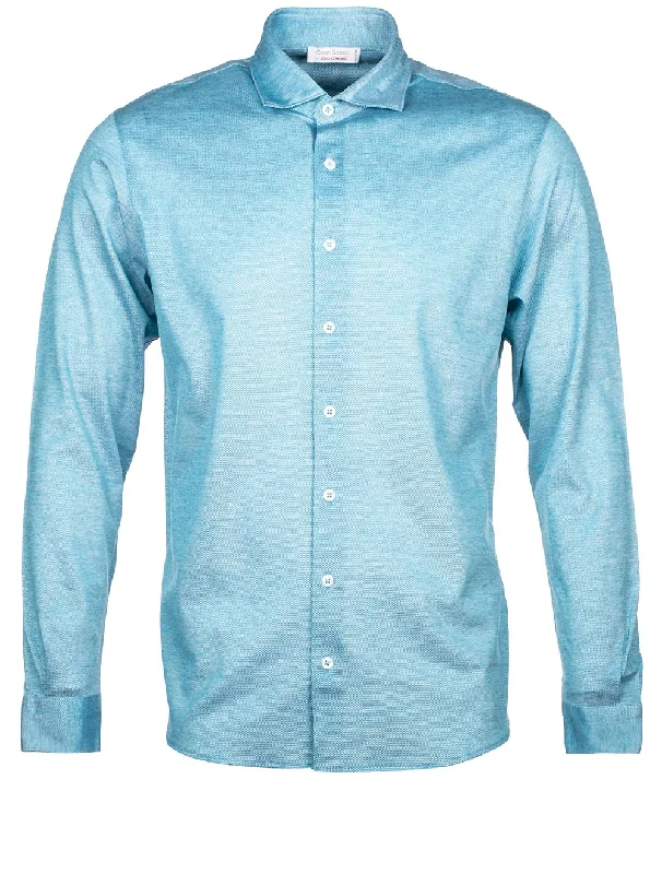 Men's Button - Down Oxford Casual Shirts in Crisp White for a Classic and Versatile StylePique Shirt Turquoise