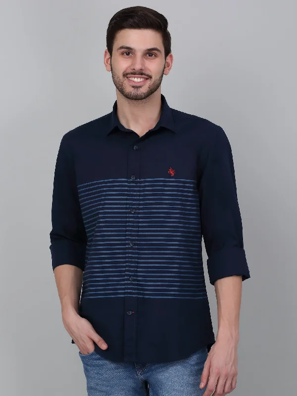 Men's Tailored Fit Checkered Casual Shirts in Multicolor for a Smart - Casual EnsembleMen's Navy Blue Striped Full Sleeve Casual Shirt Men's Tailored Fit Checkered Casual Shirts in Multicolor for a Smart - Casual EnsembleMen's Navy Blue Striped Full Sleeve Casual Shirt