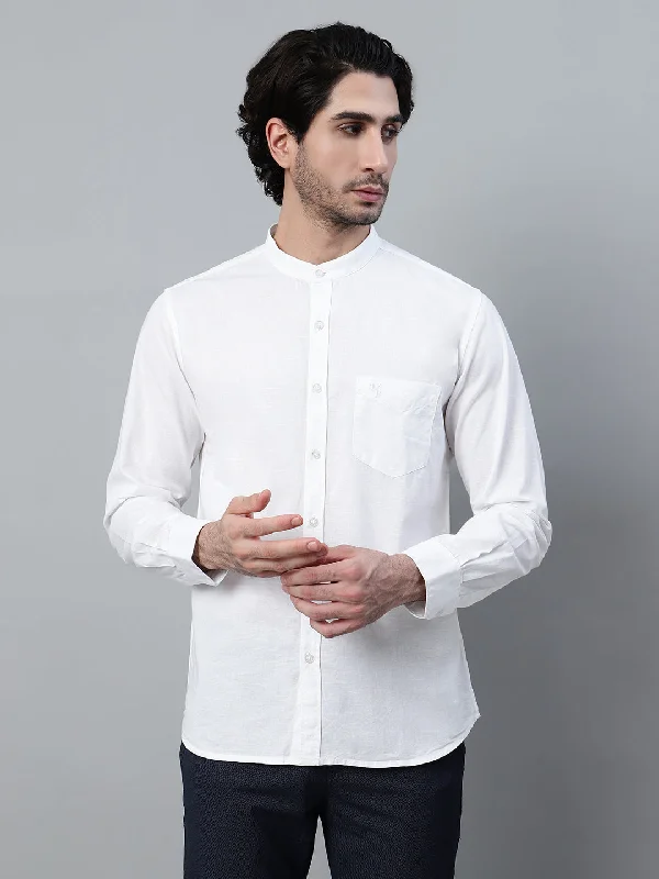Men's Linen Blend Casual Shirts with Roll - Up Sleeves for a Summer Beach LookMen's White Solid Full Sleeve Casual Shirt Men's Linen Blend Casual Shirts with Roll - Up Sleeves for a Summer Beach LookMen's White Solid Full Sleeve Casual Shirt