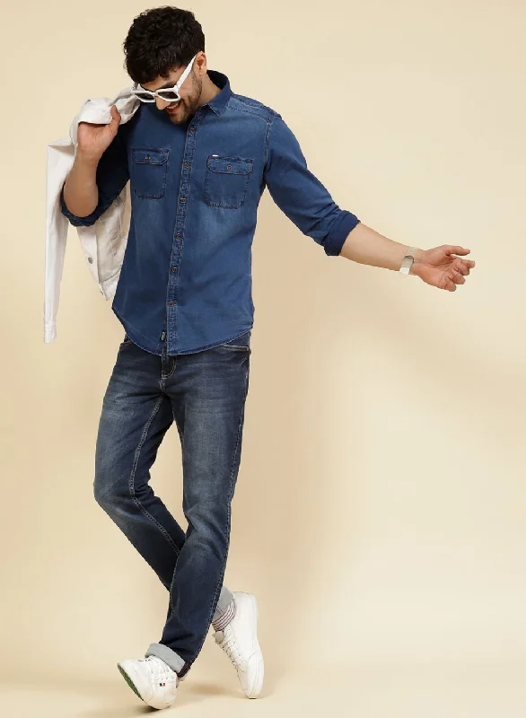 Men's Embroidered Detail Casual Shirts in Beige for a Touch of EleganceMen Blue Solid Shirt Men's Embroidered Detail Casual Shirts in Beige for a Touch of EleganceMen Blue Solid Shirt