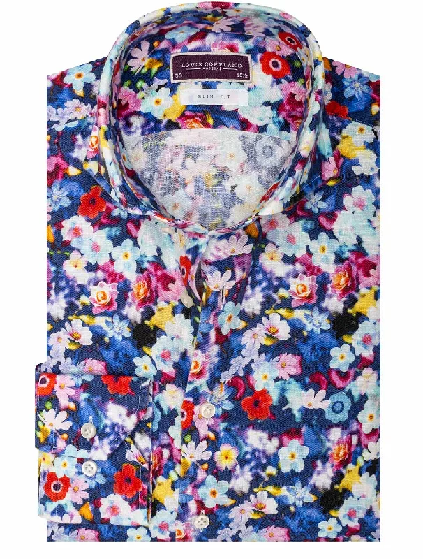 Men's Long - Line Oversized Casual Shirts in Dark Gray for a Relaxed and Modern LookMulti Coloured Floral Linen Slim Fit Shirt Multi/slim Men's Long - Line Oversized Casual Shirts in Dark Gray for a Relaxed and Modern LookMulti Coloured Floral Linen Slim Fit Shirt Multi/slim