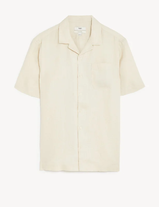 Men's Long - Line Oversized Casual Shirts in Dark Gray for a Relaxed and Modern LookPure Linen Revere shirt Men's Long - Line Oversized Casual Shirts in Dark Gray for a Relaxed and Modern LookPure Linen Revere shirt