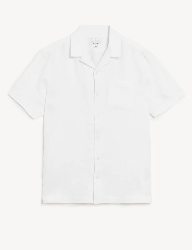 Men's Tailored Fit Checkered Casual Shirts in Multicolor for a Smart - Casual EnsemblePure Linen Revere shirt Men's Tailored Fit Checkered Casual Shirts in Multicolor for a Smart - Casual EnsemblePure Linen Revere shirt