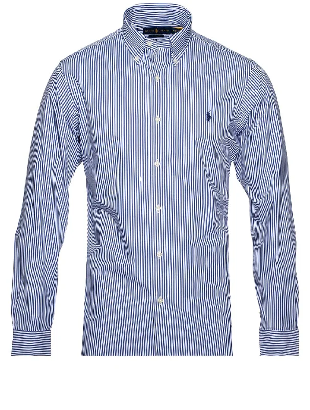 Men's Embroidered Detail Casual Shirts in Beige for a Touch of EleganceBengal Stripe B/d Shirt Blue Men's Embroidered Detail Casual Shirts in Beige for a Touch of EleganceBengal Stripe B/d Shirt Blue