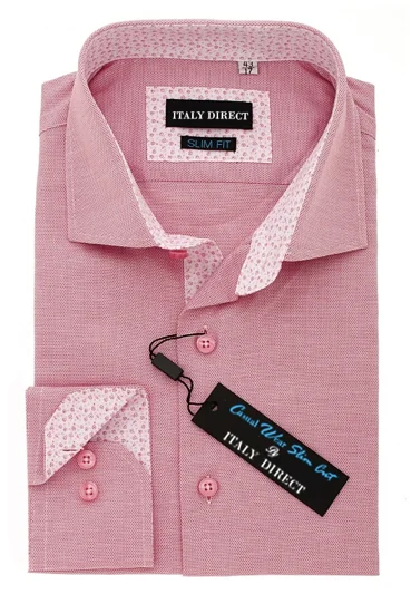 Men's Distressed Denim Casual Shirts with Frayed Edges for a Trendy and Rugged LookPink Slim Fit Casual Shirt