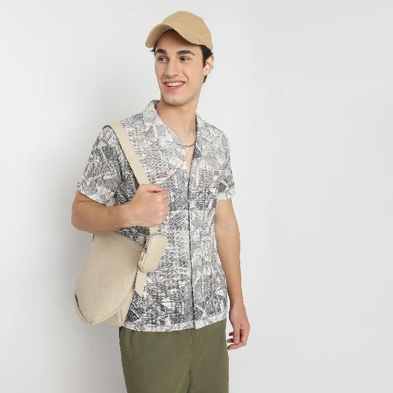 Men's Long - Line Oversized Casual Shirts in Dark Gray for a Relaxed and Modern LookRegular Fit Printed Shirt Men's Long - Line Oversized Casual Shirts in Dark Gray for a Relaxed and Modern LookRegular Fit Printed Shirt