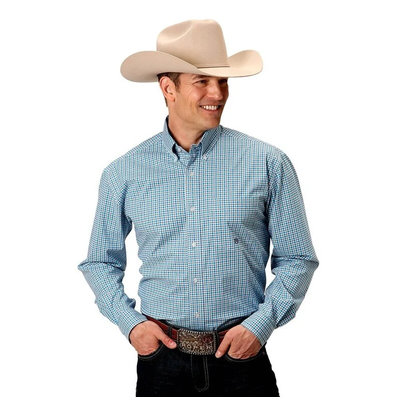 Men's Short - Sleeve Linen Casual Shirts in Light Khaki for a Breathable Summer OptionRoper Western Shirt Mens L/S Stretch Turquoise 03-001-0379-2107 BU Men's Short - Sleeve Linen Casual Shirts in Light Khaki for a Breathable Summer OptionRoper Western Shirt Mens L/S Stretch Turquoise 03-001-0379-2107 BU