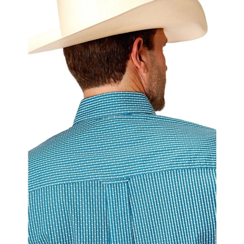 Men's Sustainable Recycled Material Casual Shirts for Eco - Conscious ConsumersRoper Western Shirt Mens S/S Arrow Rope Teal 03-002-0326-2103 GR Men's Sustainable Recycled Material Casual Shirts for Eco - Conscious ConsumersRoper Western Shirt Mens S/S Arrow Rope Teal 03-002-0326-2103 GR