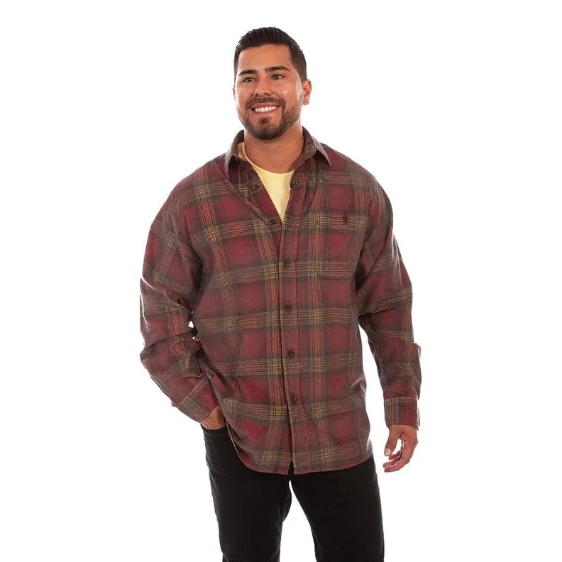 Men's Wrinkle - Resistant Polyester Blend Casual Shirts for Easy Travel and MaintenanceScully Western Shirt Mens L/S Corduroy Plaid Button Red Yellow F0_5276 Men's Wrinkle - Resistant Polyester Blend Casual Shirts for Easy Travel and MaintenanceScully Western Shirt Mens L/S Corduroy Plaid Button Red Yellow F0_5276