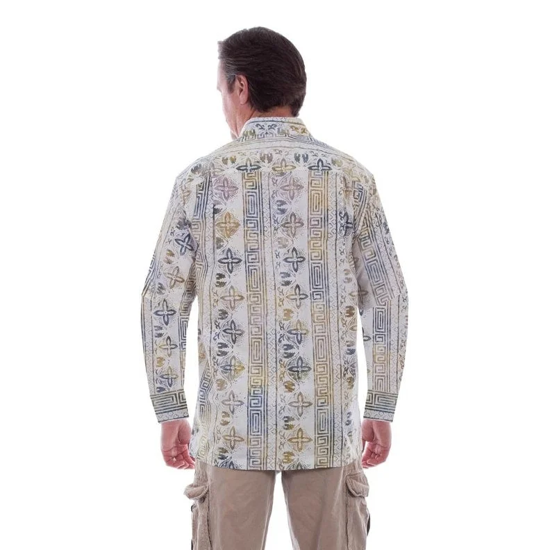 Men's Organic Cotton Casual Shirts with a Soft Handfeel for Everyday ComfortScully Western Shirt Mens L/S Popover Batik Button Tiki F0_5269 Men's Organic Cotton Casual Shirts with a Soft Handfeel for Everyday ComfortScully Western Shirt Mens L/S Popover Batik Button Tiki F0_5269