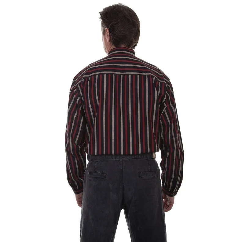 Men's Button - Down Oxford Casual Shirts in Crisp White for a Classic and Versatile StyleScully Western Shirt Mens L/S Rangewear Stripe Black F0_RW293