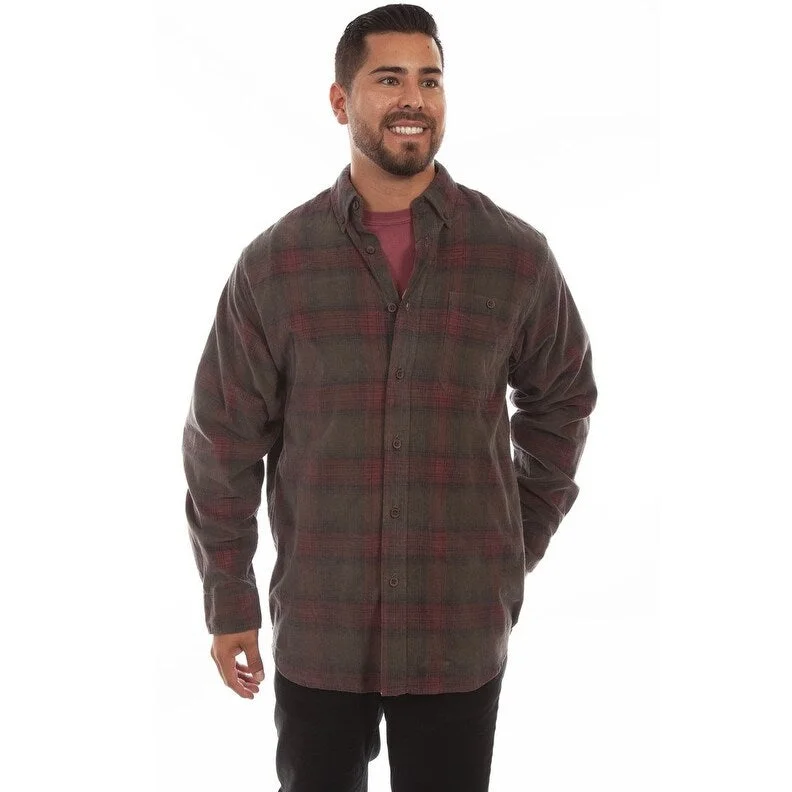 Men's Organic Cotton Casual Shirts with a Soft Handfeel for Everyday ComfortScully Western Shirt Mens Long Sleeve Corduroy Plaid Button F0_5263 Men's Organic Cotton Casual Shirts with a Soft Handfeel for Everyday ComfortScully Western Shirt Mens Long Sleeve Corduroy Plaid Button F0_5263