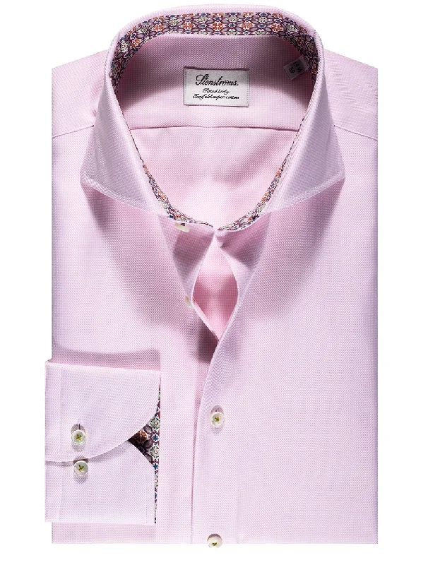 Men's Slim - Fit Printed Floral Casual Shirts in Pastel Colors for a Spring - Inspired VibePink Puppytooth Inlay Fitted Shirt Men's Slim - Fit Printed Floral Casual Shirts in Pastel Colors for a Spring - Inspired VibePink Puppytooth Inlay Fitted Shirt
