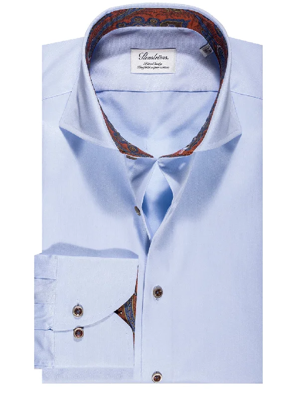 Men's Organic Cotton Casual Shirts with a Soft Handfeel for Everyday ComfortPlain Inlay Casual Shirt Blue Men's Organic Cotton Casual Shirts with a Soft Handfeel for Everyday ComfortPlain Inlay Casual Shirt Blue