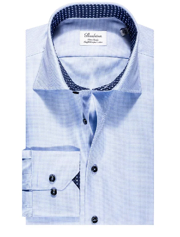 Men's Thermal - Lined Casual Shirts in Black for Added Warmth in Cold WeatherPuppytooth Inlay Casual Shirt Blue Men's Thermal - Lined Casual Shirts in Black for Added Warmth in Cold WeatherPuppytooth Inlay Casual Shirt Blue