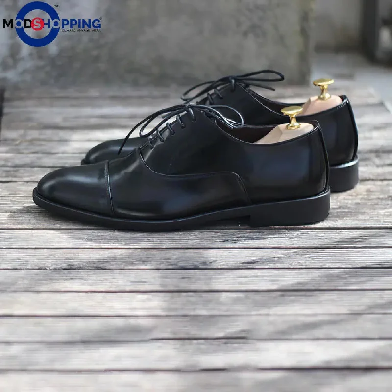 Leather Shoe Cap Toe Oxford (Black) Oxford Shoes