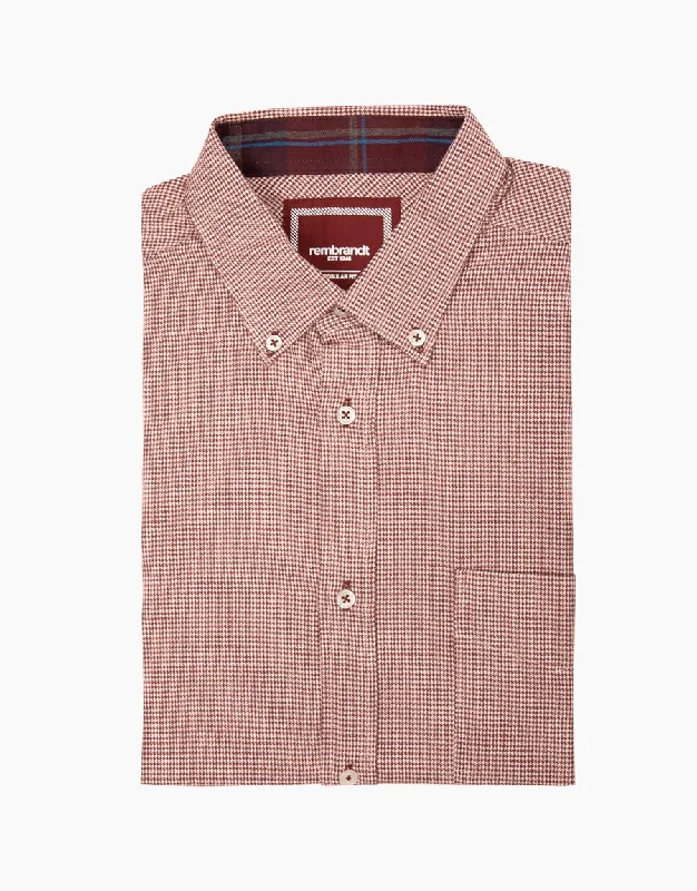 Awaroa maroon houndstooth flannel shirt