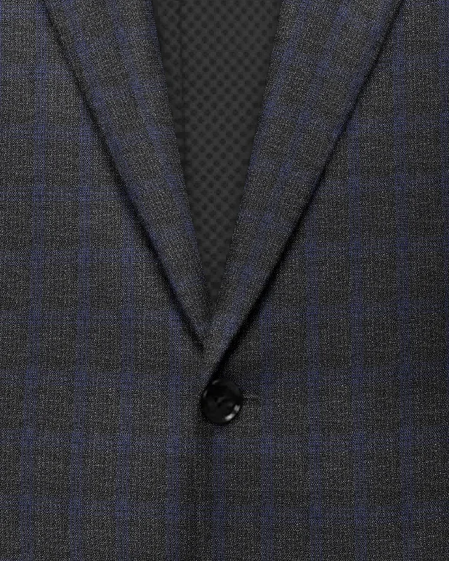 Charcoal Grey with Lavender subtle windowpane Textured Marino Wool Blazer