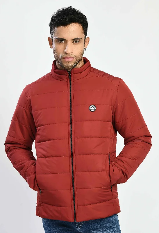 Maroon Rolex Quilted Bomber Jacket